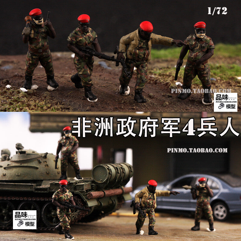 1/72 4Pcs/Set African Government Army 4-man Team Model