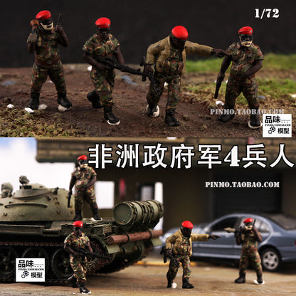 1/72 4Pcs/Set African Government Army 4-man Team Model