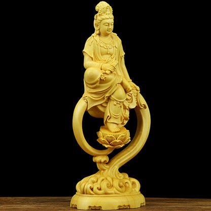Carved Boxwood Wood Buddhist Buddha Statue Buddhism kwanyin Sculpture Collection