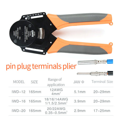 IWD-20 Solid Barrel Pins Plug Spring Terminal Cable Crimper Aviation Crimping
