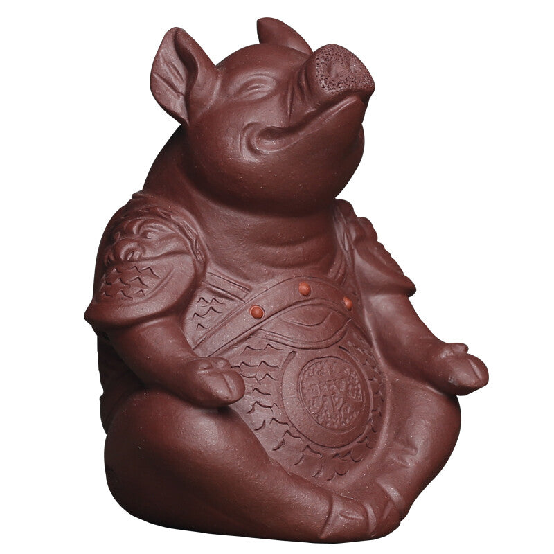 Chinese Creative Tea Pet Pig Statue Good Luck Bring Zisha Purple Clay Tea Play