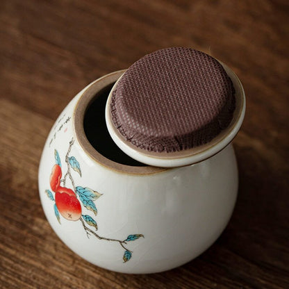 7.7cm Traditional Ceramics Tea Caddy Portable Tea Jar Sealed Travel Storage Box