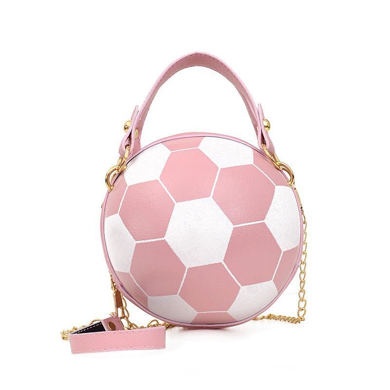 Ball Purse Shoulder Bag Crossbody Handbag Leather Pink Football Bag 16*16*8 CM