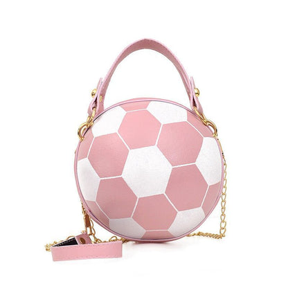 Ball Purse Shoulder Bag Crossbody Handbag Leather Pink Football Bag 16*16*8 CM