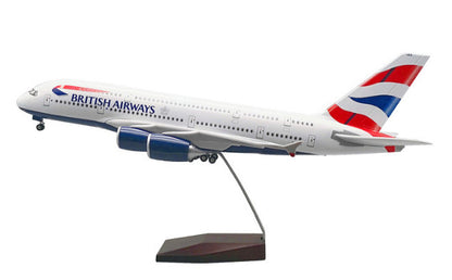 46CM BRITISH AIRWAYS AIRBUS A380 Airplane Led Sound-controlled Light Resin Model