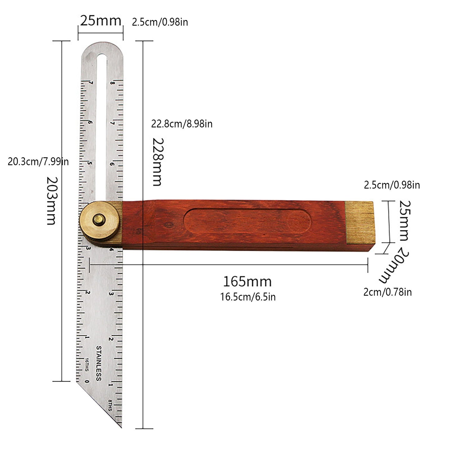 Stainless Steel Adjustable T-Bevel Gauge Ruler Double-Sided Shell DIY Tool
