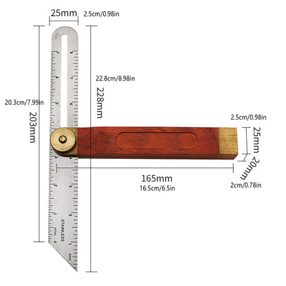 Stainless Steel Adjustable T-Bevel Gauge Ruler Double-Sided Shell DIY Tool
