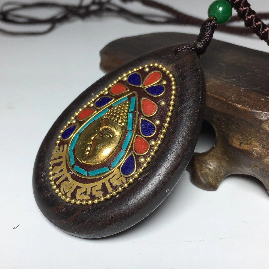 Collected Old Ebony Pendant Ethnic Style Charm Buddhist Statue Pendant