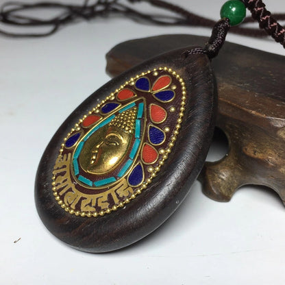 Collected Old Ebony Pendant Ethnic Style Charm Buddhist Statue Pendant