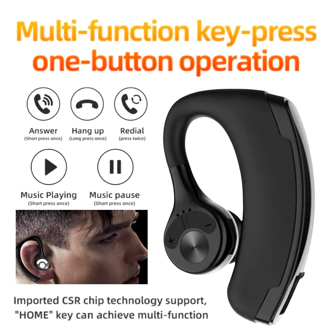 Bluetooth 5.0 Earpiece Wireless Headset Noise Cancelling Earbuds Driving Trucker
