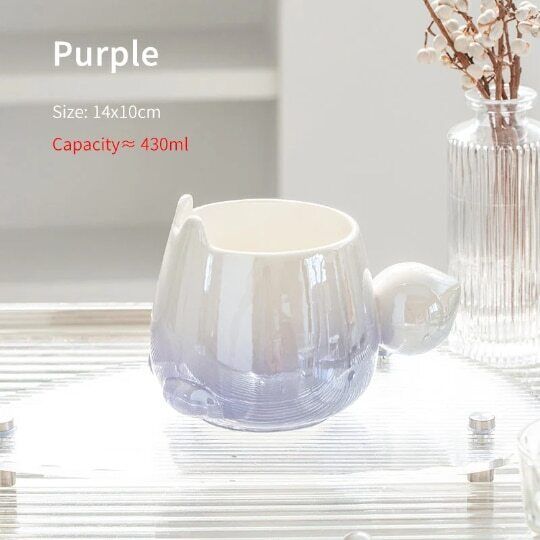 Ceramic Gradual Color Bunny Mug for Girl Cute Rabbit Cup 430 ml