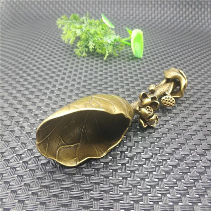 New Buddhist Lotus Tea Shovel Pure Copper Spoon Simple Zen Tea Pet Decoration