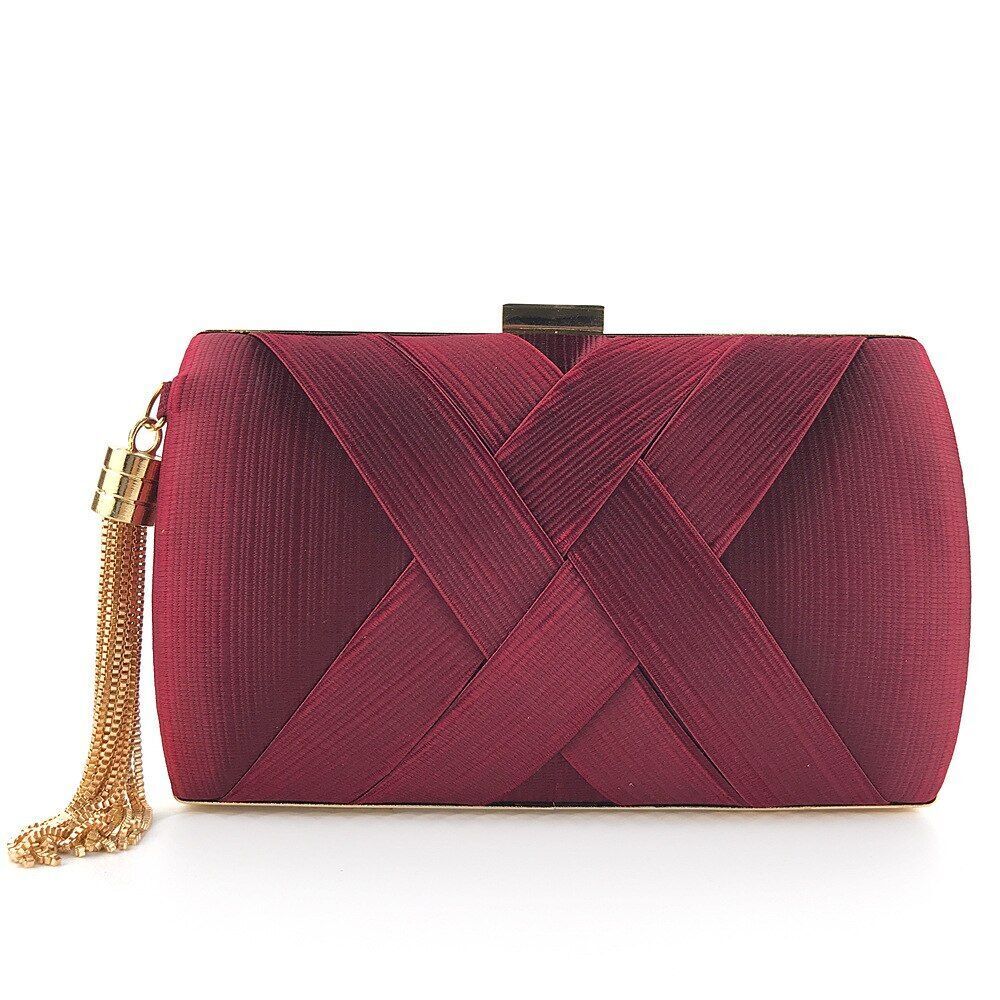 Wallet Stylish Multi-Color Bag Evening Golden Tassel Wedding Clutch Silk Handbag