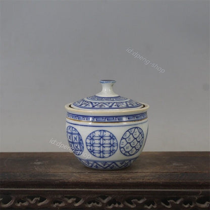 3.3" Collection Chinese Blue-and-white Porcelain Tea-leaf Lid Pot