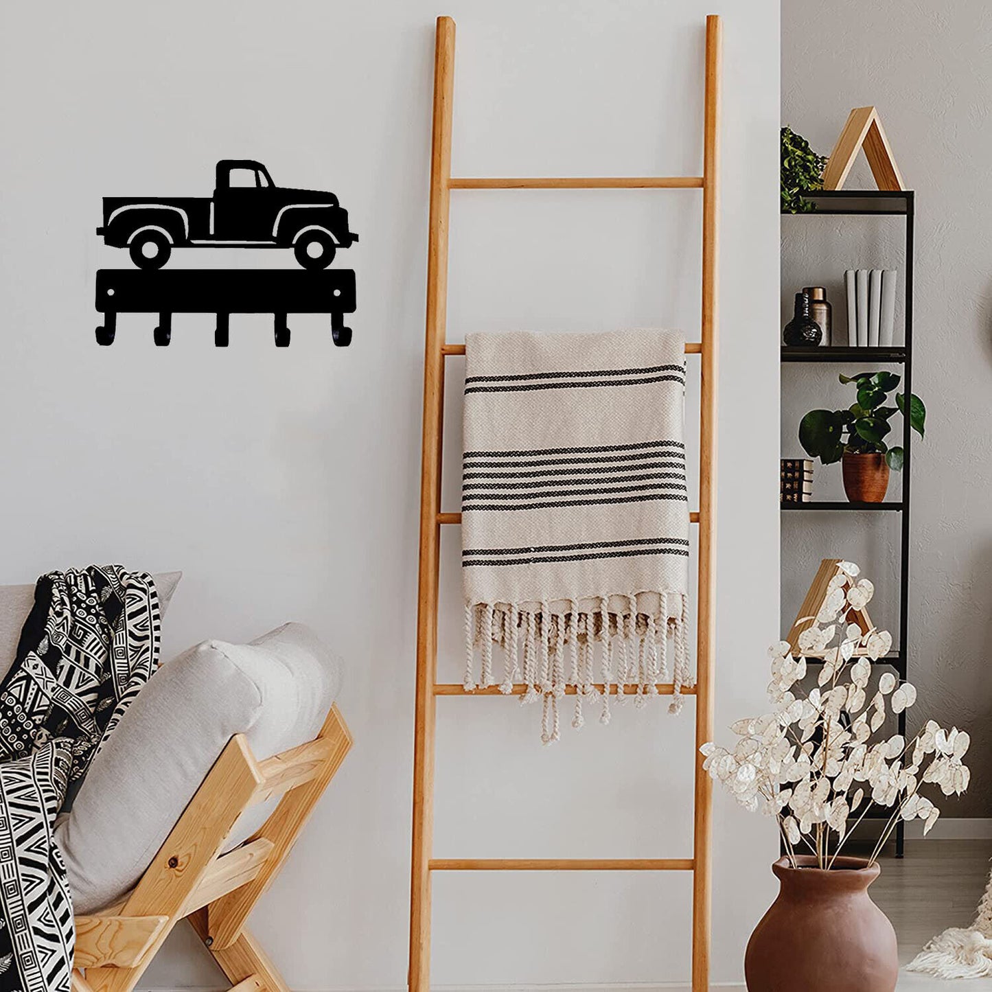 Vintage Pickup Truck Key Rack Hanger - 6 inch Wide Metal Wall Art