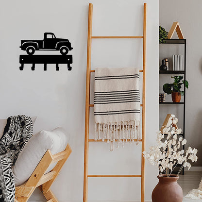 Vintage Pickup Truck Key Rack Hanger - 6 inch Wide Metal Wall Art