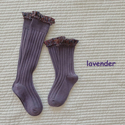 Baby Socks Floral Print Kids Lace Winter Girls Knee High Long Toddler Cotton Kid