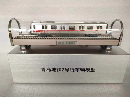 1:68 40CM Qingdao Metro Line 2 Subway Train Passenger Car Diecast Model
