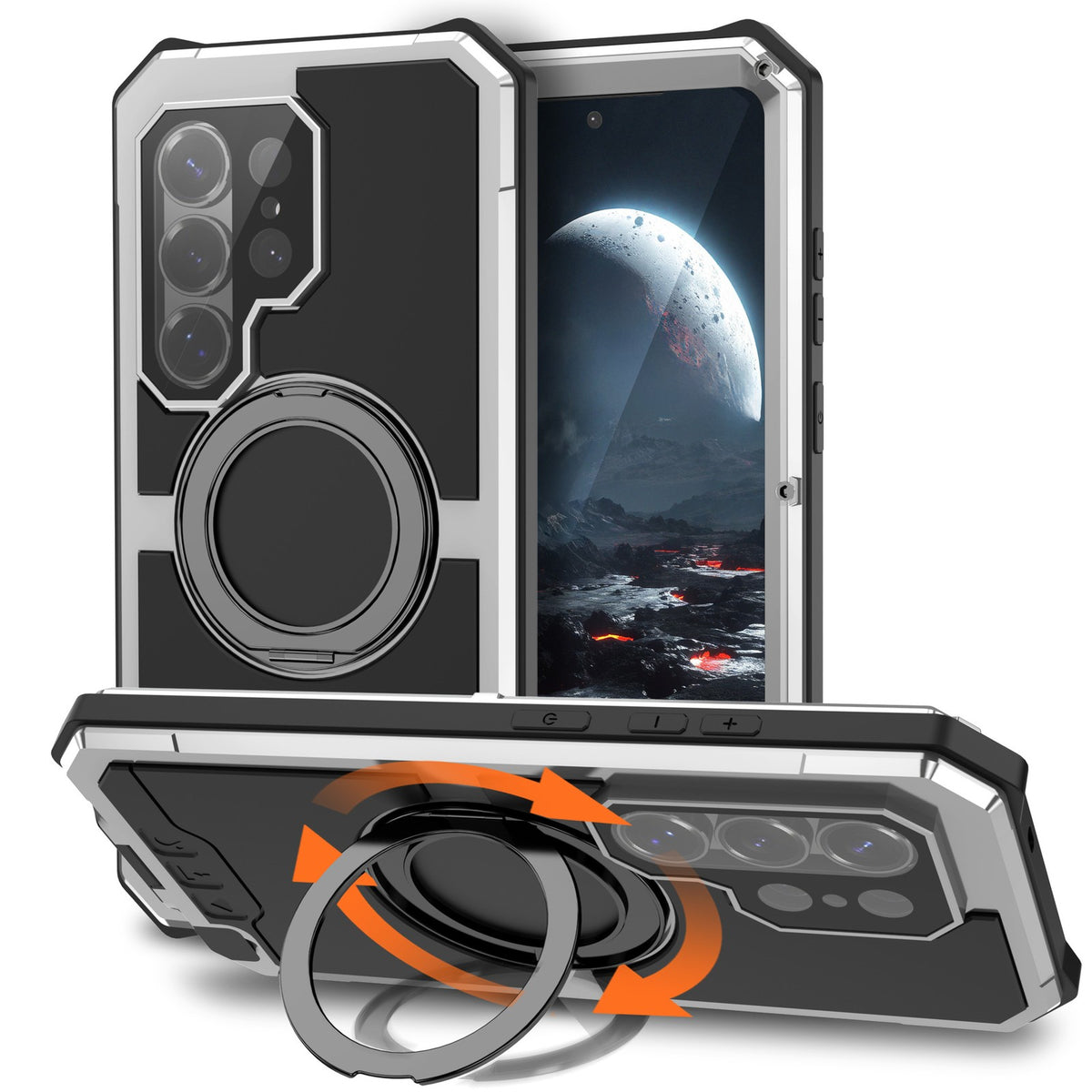 Magnetic Armor Case for Samsung S26Ultrax with 360° Kickstand Wireless Charging