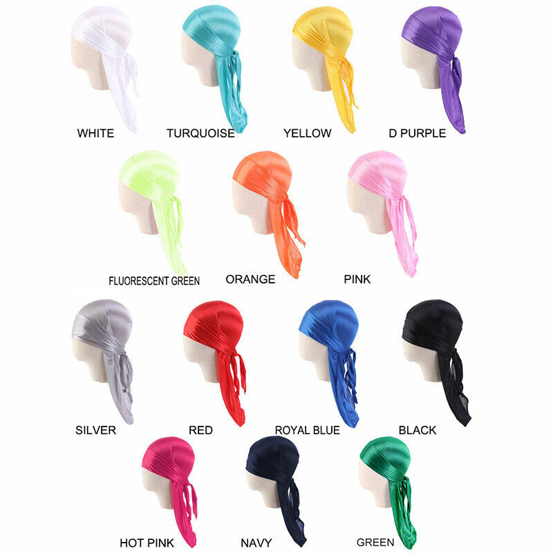 Silky Durag For Kids Boys Long Tailed Pirate Hat Hip-Hop Bandanas Doo Rag Turban