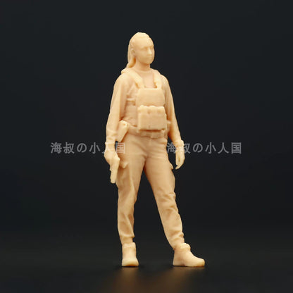1/64/43 Modern female special forces Special police Mini Figures white Model 4Pc