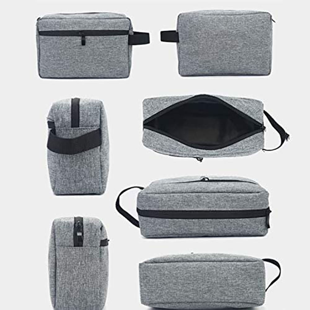 Canvas Cosmetic Bag Travel Waterproof Handbag Makeup Bag Gray Blue Red 22*14*7cm