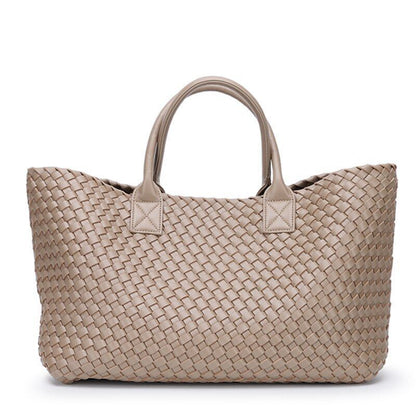 Woven Handbags Fashion Tide Weave Hand Shoulder Large Purse Shopping Basket Bag