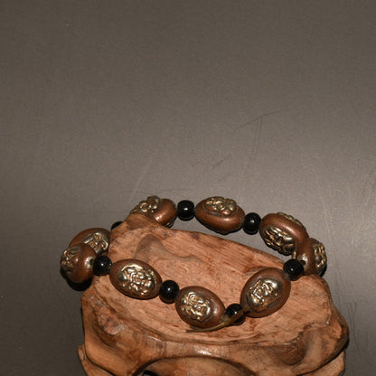 Vintage Red Copper Gold Plated 18 Arhat Bracelet 0.71×0.47in 87g Double Face