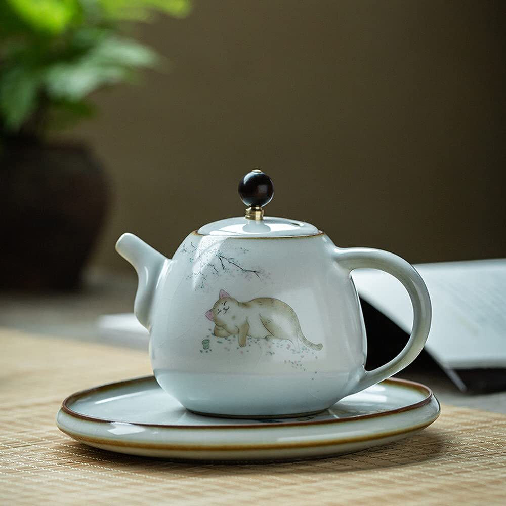 280ml Ceramic Teapot Ru Kiln Handmade Teapot Chinese Kung Fu Tea Set Kettle