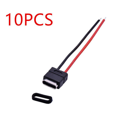 10PCS USB 2.0 Type-C Connector Welding Wire Waterproof Female Socket Charging