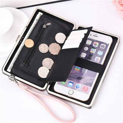Women's PU Leather Wallet the Long Money Clamps Bag Clip Billfold Card Purse