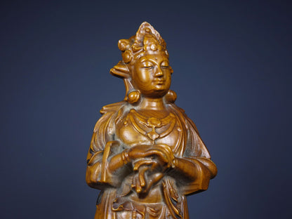 Old Tibetan rosewood carved Bodhisattva ornaments