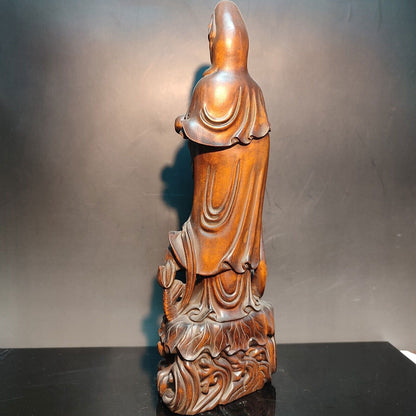 Wooden Chinese Kwan-Yin Statues Figurines Quan Yin Statues Buddha Wood Carving