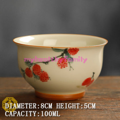 Flower and Bird Master Cup Tea Tasting Cup Ceramic Personal Cup Kung Fu Tea Set