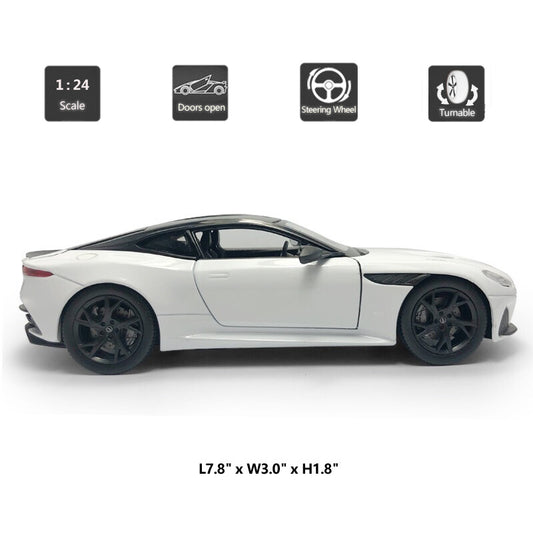 1/24 Aston Martin DBS Superleggera Diecast Metal Model Car Turning Wheels White