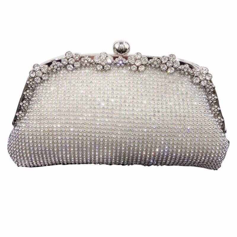 Chain Evening Bag Silver Wedding Bags Bride Women Party Handbag Clutch