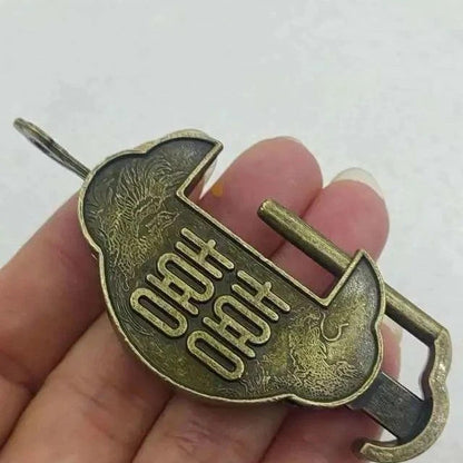 Mini Vintage Chinese Brass Horizontal Padlock Small Lock For Jewelry Box Cabinet