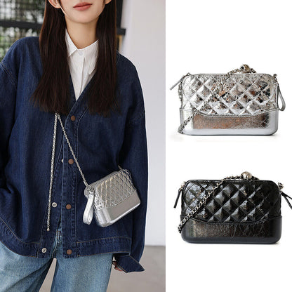 Small Mini Quilted Real Leather Clutch Shoulder Bag Wallet Chains Purse Handbag