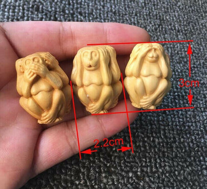Wood Carving Pendant Don't Listen Don't Ask Don't Listen Monkey Pendant