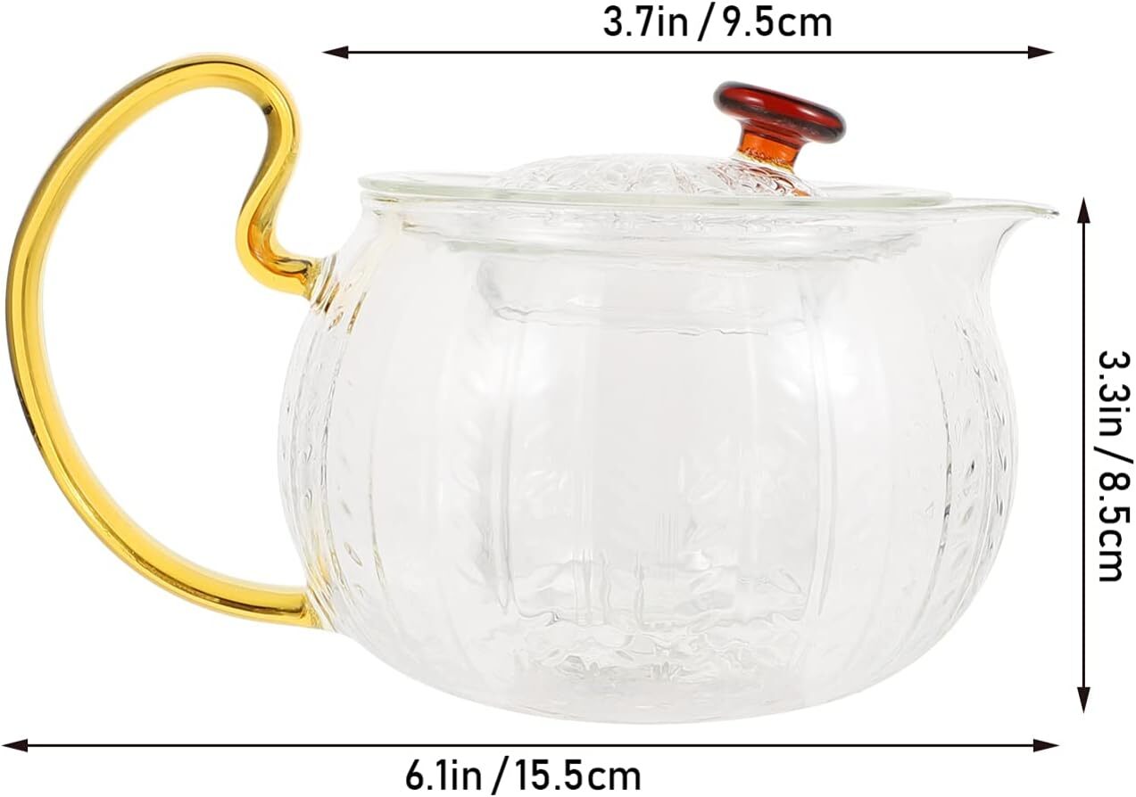 550ml White Tea Kettle Glass Teapot Handle Crystal Clear Stovetop Microwave