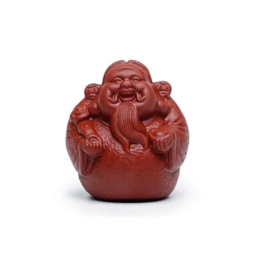 Red God of Wealth Tea Pet Tea Play 4.9cm 1.9in Chinese Statue Desktop Ornament