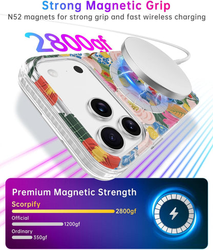 for Iphone 17 Pro Case [Compatible with Magsafe] with Camellia Blossom Floral De