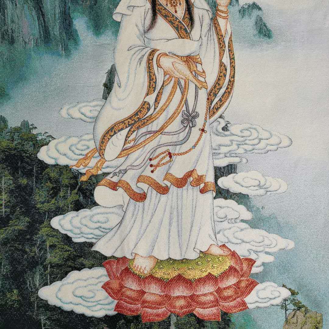 Buddhism Cloth Silk Avalokiteshvara Guangyin Kwan-yin Tangka Thangka Decoration
