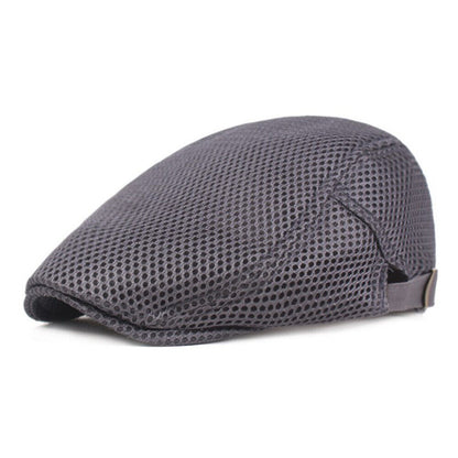 Unisex Casual Beret Hat Flat Cap Breathable Mesh Cap Newsboy Style Adjustable