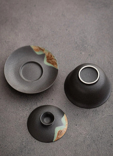 Ceramic Gaiwan Handpainted Mountain Tureen for Tea Lovers