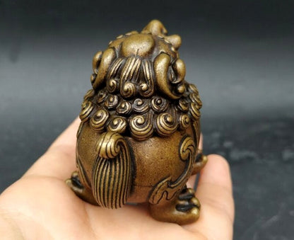 Chinese Brass Pi Xiu Statue Incense Burner Holder Decor