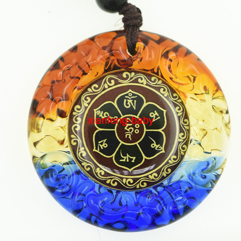 New Colorful Glazed Thangka Amulet Hand-painted Buddha Pendant Necklace