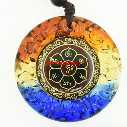 New Colorful Glazed Thangka Amulet Hand-painted Buddha Pendant Necklace