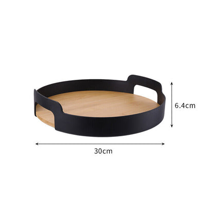 Nordic Style Bamboo Tea Tray Wooden Snack Plate Dessert Round Tray Fruit Storage