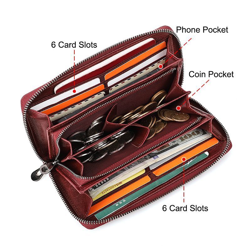 Wallets Genuine Leather Card Holder Purse Zipper Wallet Fashion Clutch Bag 1 PC